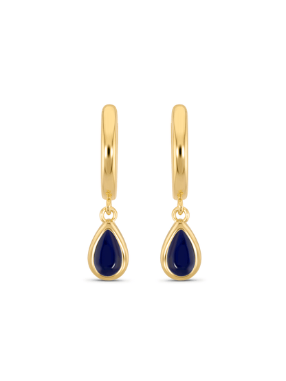 Lapis September Birthstone Hoops In Gold