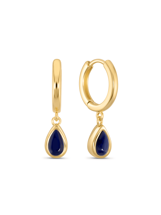 Lapis September Birthstone Hoops In Gold
