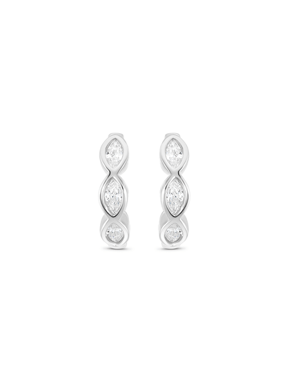 Triple Navette Huggies In Silver