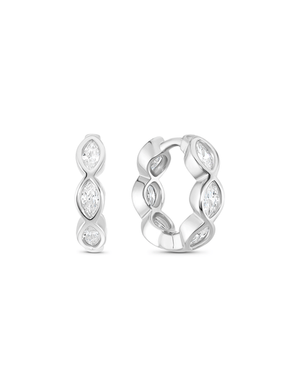 Triple Navette Huggies In Silver