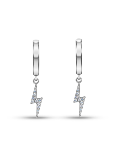 Amulet Lightening Pavé Drop Hoops In Silver