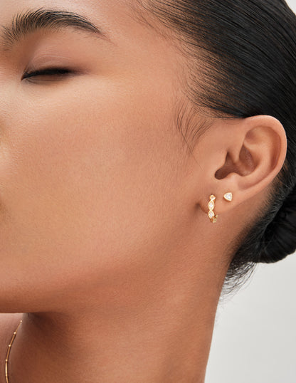Triple Navette Huggies In Gold