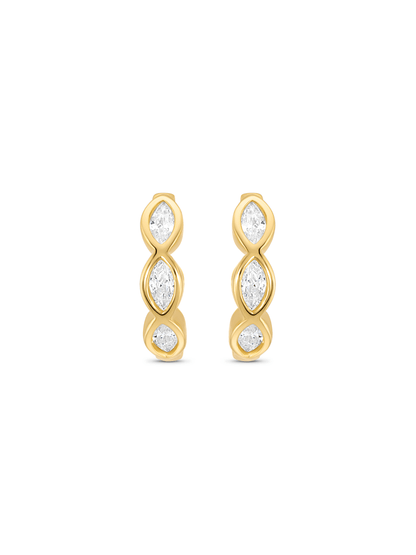 Triple Navette Huggies In Gold