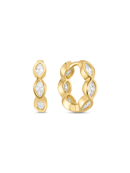 Triple Navette Huggies In Gold