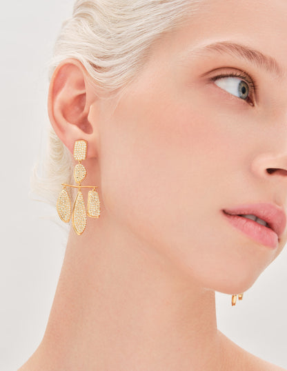 Icons Pavé Drop Earrings In Gold