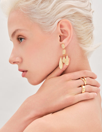 Icons Pavé Drop Earrings In Gold
