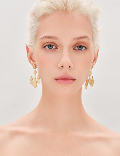 Icons Pavé Drop Earrings In Gold