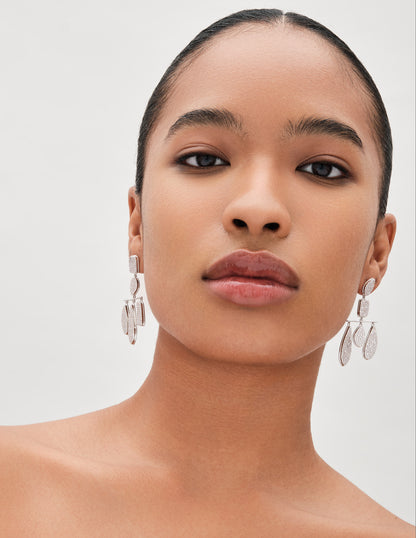 Icons Pavé Drop Earrings In Silver