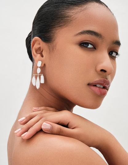 Icons Pavé Drop Earrings In Silver