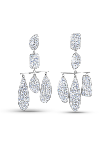 Icons Pavé Drop Earrings In Silver