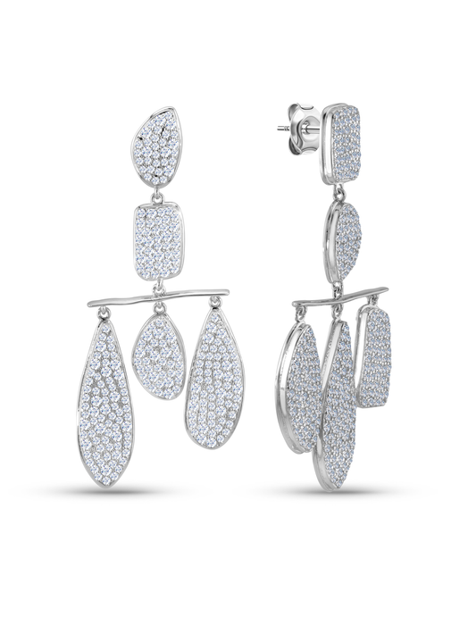 ICONS PAVÉ DROP EARRINGS IN SILVER