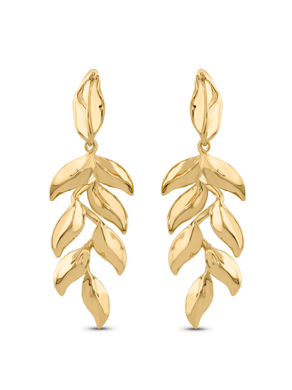 Icons Leaf Drop Earrings In Gold