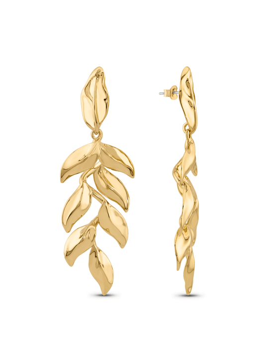ICONS LEAF DROP EARRINGS IN GOLD