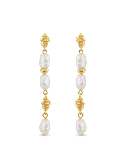 Aurum Pearl Beaded Drop Earrings In Gold