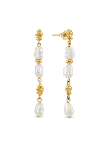 Aurum Pearl Beaded Drop Earrings In Gold