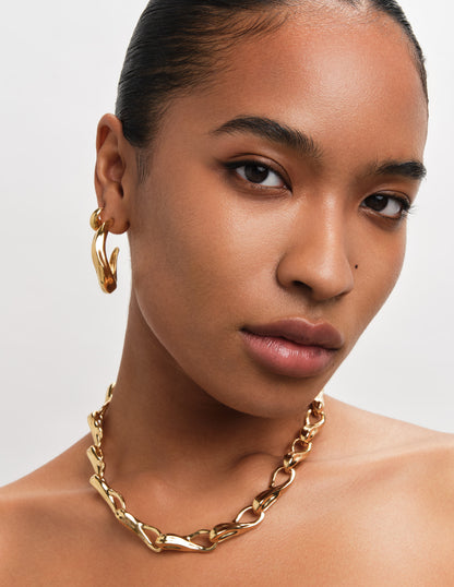 Fluidity Chain Hoops In Gold