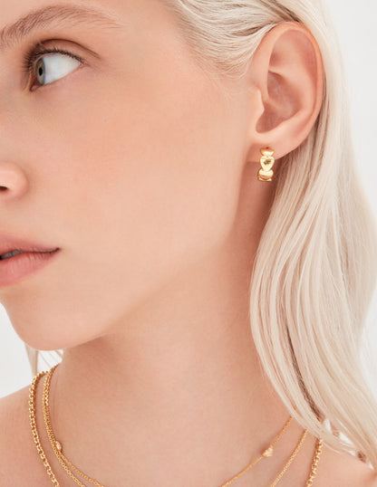 Hearts Charm Hoops In Gold