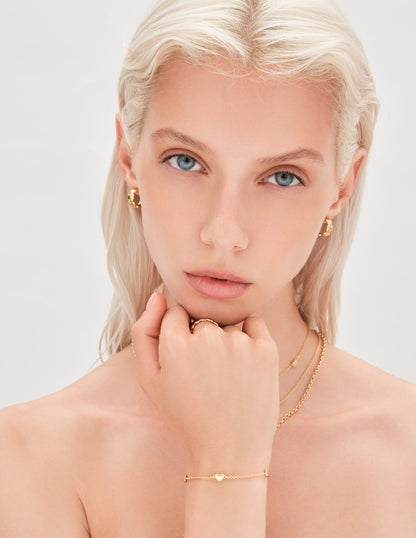 Hearts Charm Hoops In Gold