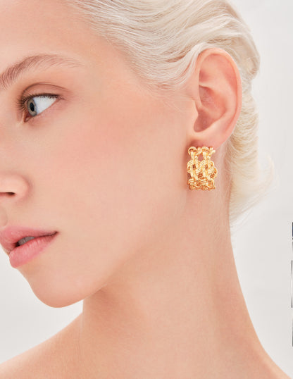 Icons Knotted Chain Hoops In Gold