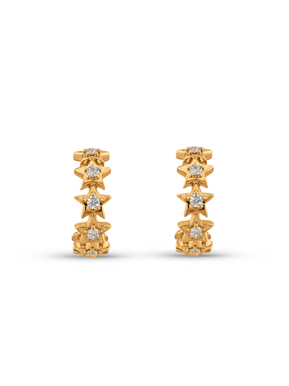 Celestial Star Charm Hoops In Gold