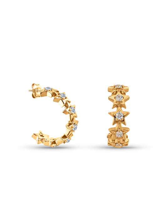 Celestial Star Charm Hoops In Gold