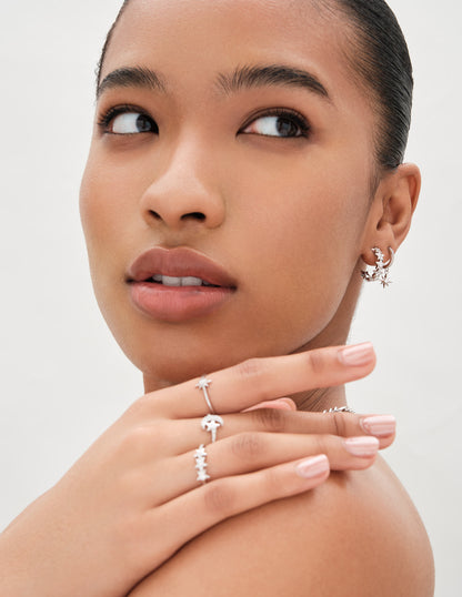 Celestial Starry Hoops In Silver