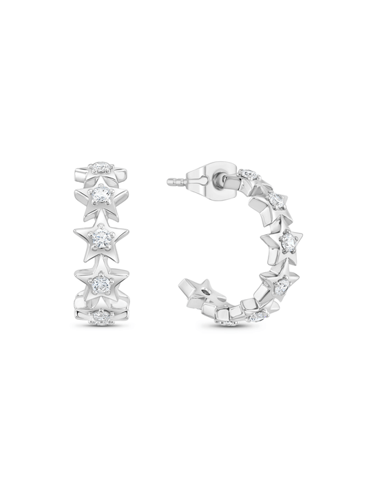Celestial Starry Hoops In Silver
