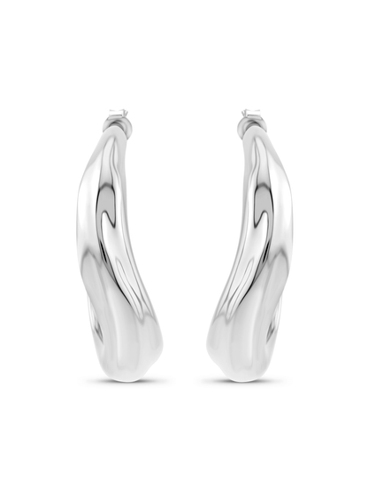 Fluidity Chain Hoops In Silver