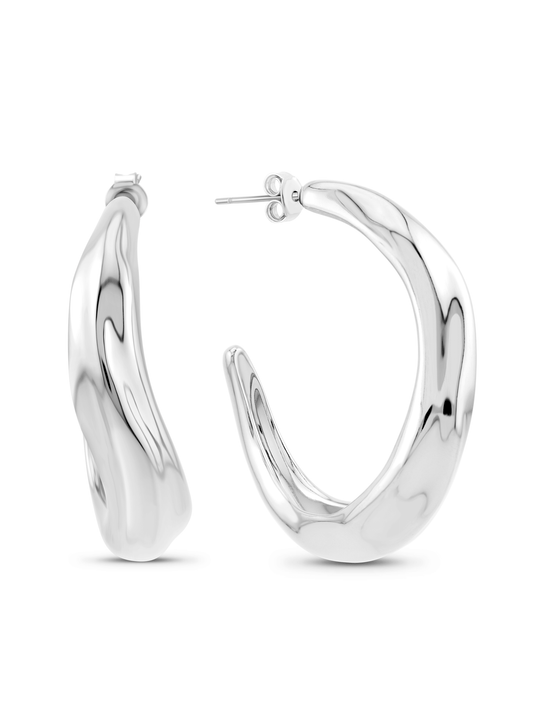 FLUIDITY CHAIN HOOPS IN SILVER