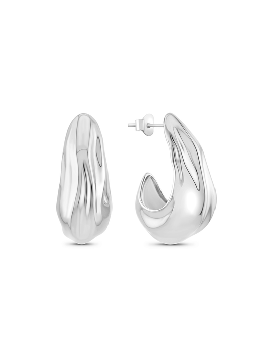 Fluidity Hoops in Silver