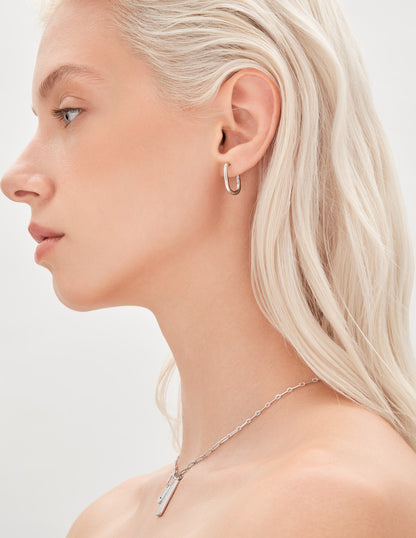 Skinny Oval Hoops in Silver