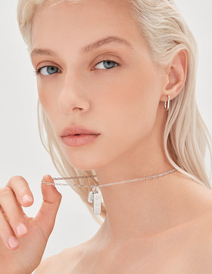 Skinny Oval Hoops in Silver