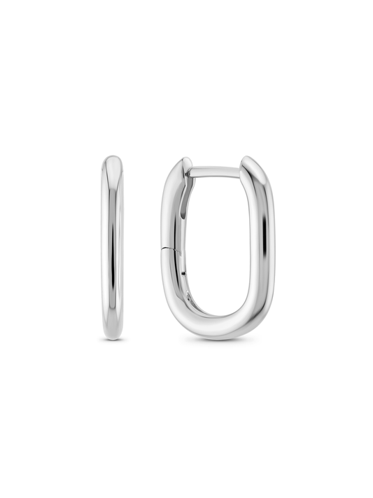 Skinny Oval Hoops in Silver