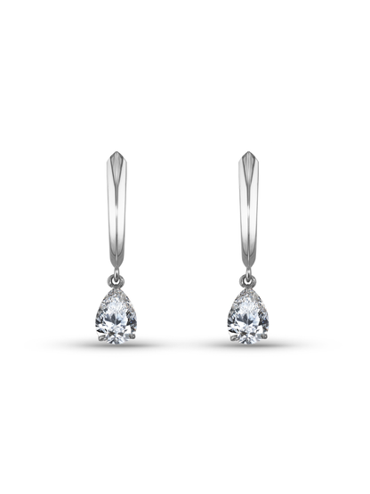 Tusk Pearl Crystal Drop Hoops In Silver