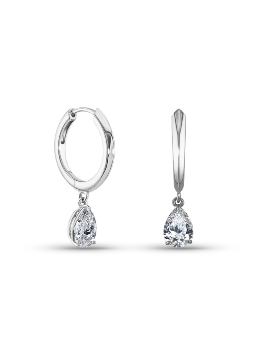 Tusk Pearl Crystal Drop Hoops In Silver