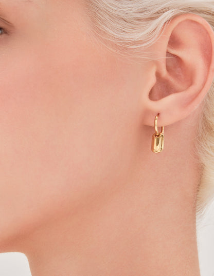 Tag Drop Hoops In Silver