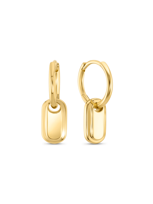 Tag Drop Hoops In Silver