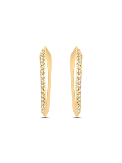 Tusk Half Pavé Charm Hoops in Gold