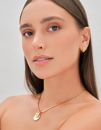 Wide Hex Huggies In Gold