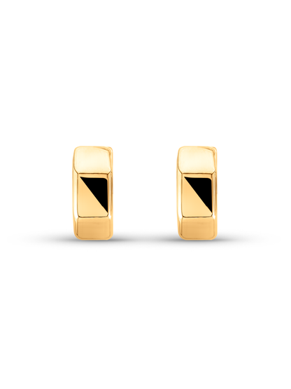 Wide Hex Huggies In Gold