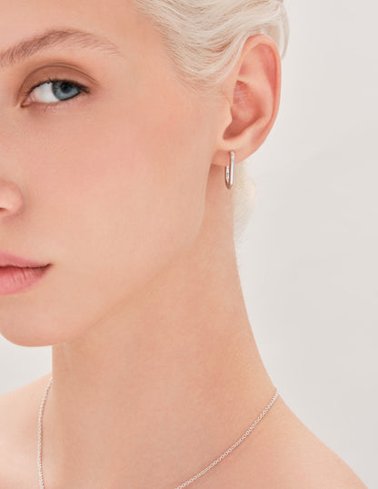 Oval Hoops In Silver