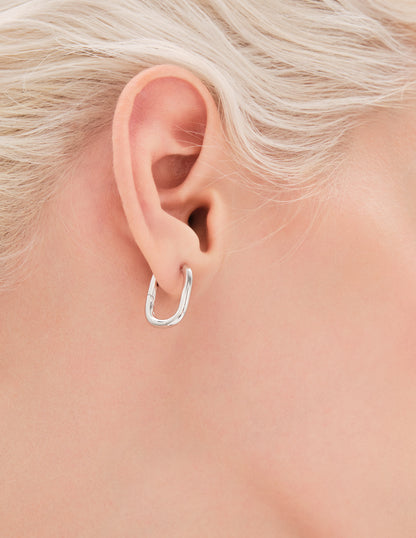 Oval Hoops In Silver