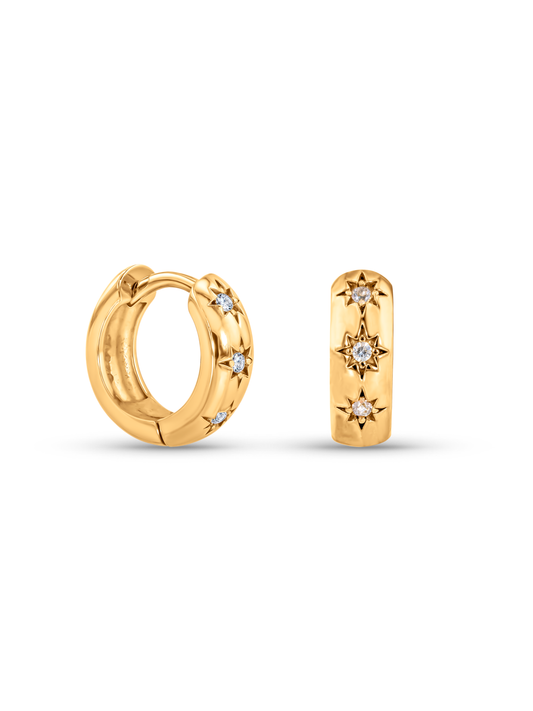 Celestial 3 Star Mini Hoop In Gold