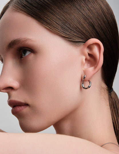 Fluidity Molten Wrap Hoops In Silver