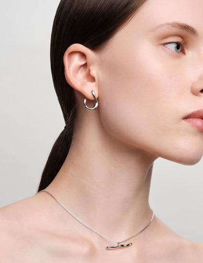 Fluidity Molten Wrap Hoops In Silver