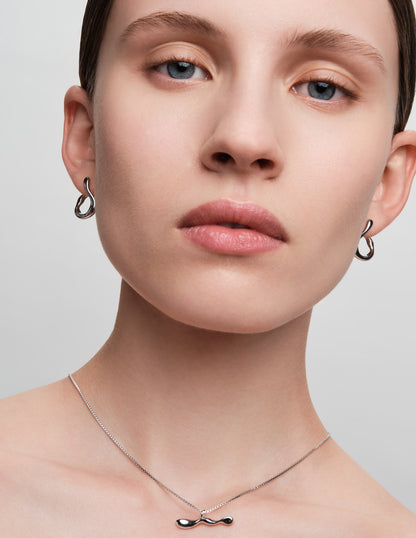 Fluidity Molten Wrap Hoops In Silver