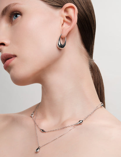 Fluidity Molten Hoops in Silver