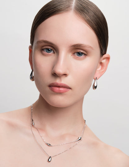 Fluidity Molten Hoops in Silver