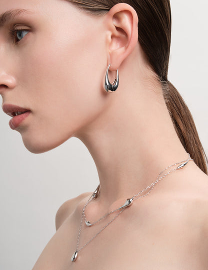 Fluidity Molten Hoops in Silver