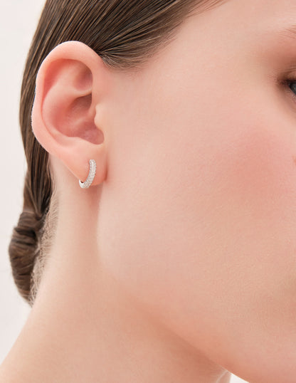 Round Pavé Hoops In Silver